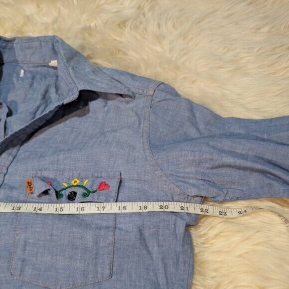 Vtg 70's Levi's Chambray Embroidered Western Button Down Shirt - Picture 3 of 12